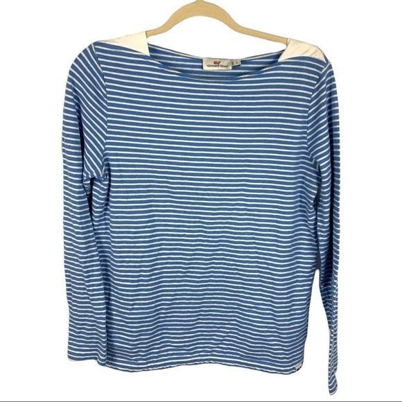 Vineyard Vines Tops - Vineyard Vines Striped Boatneck Oxford Trim Top | Blue & White | Women’s Small
